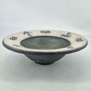 Studio Art Pottery Raku Bowl Signed Christopher Matti Hawaii Turtle Waves